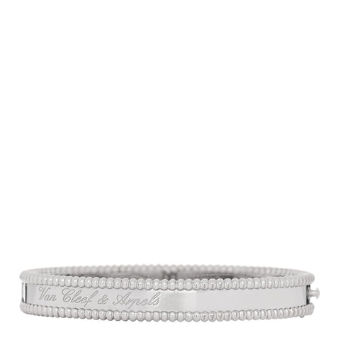 18K White Gold Perlee Signature Bangle Bracelet S
