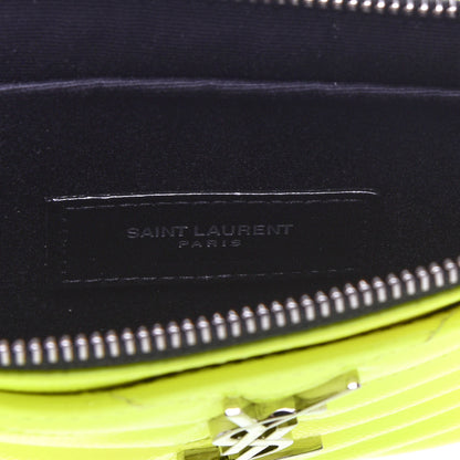 Saint Laurent Patent Grain De Poudre Matelasse Chevron Monogram Bill Pouch Neon Yellow 6 of 8