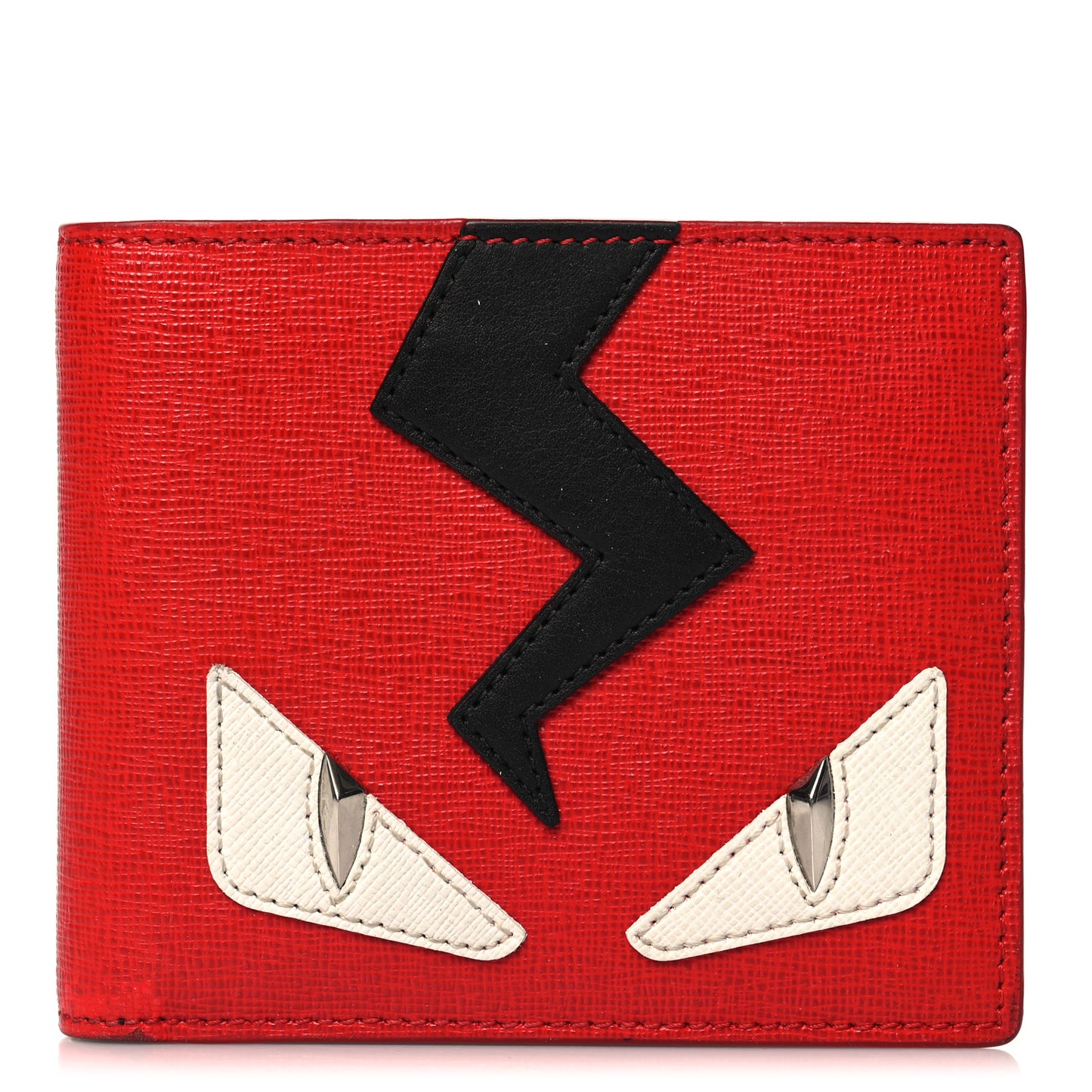 Vitello Elite Flamingo Lightning Monster Eyes Bi-Fold Wallet Rosso White Black