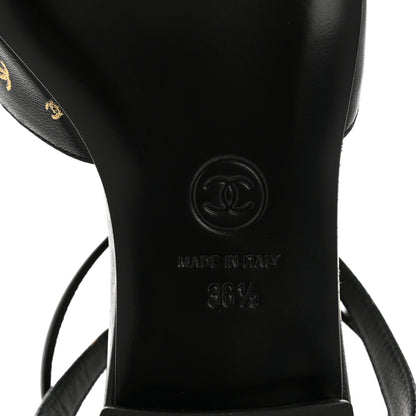 Chanel Printed Lambskin Patent Calfskin Cap Toe CC Slingbacks 36.5 Black Gold 7 of 10