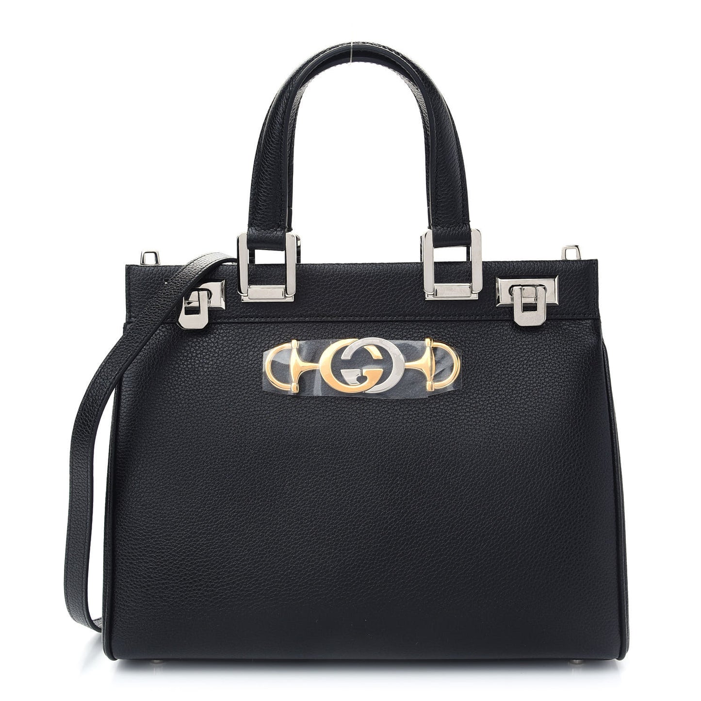 Grainy Calfskin Small Zumi Top Handle Bag Black