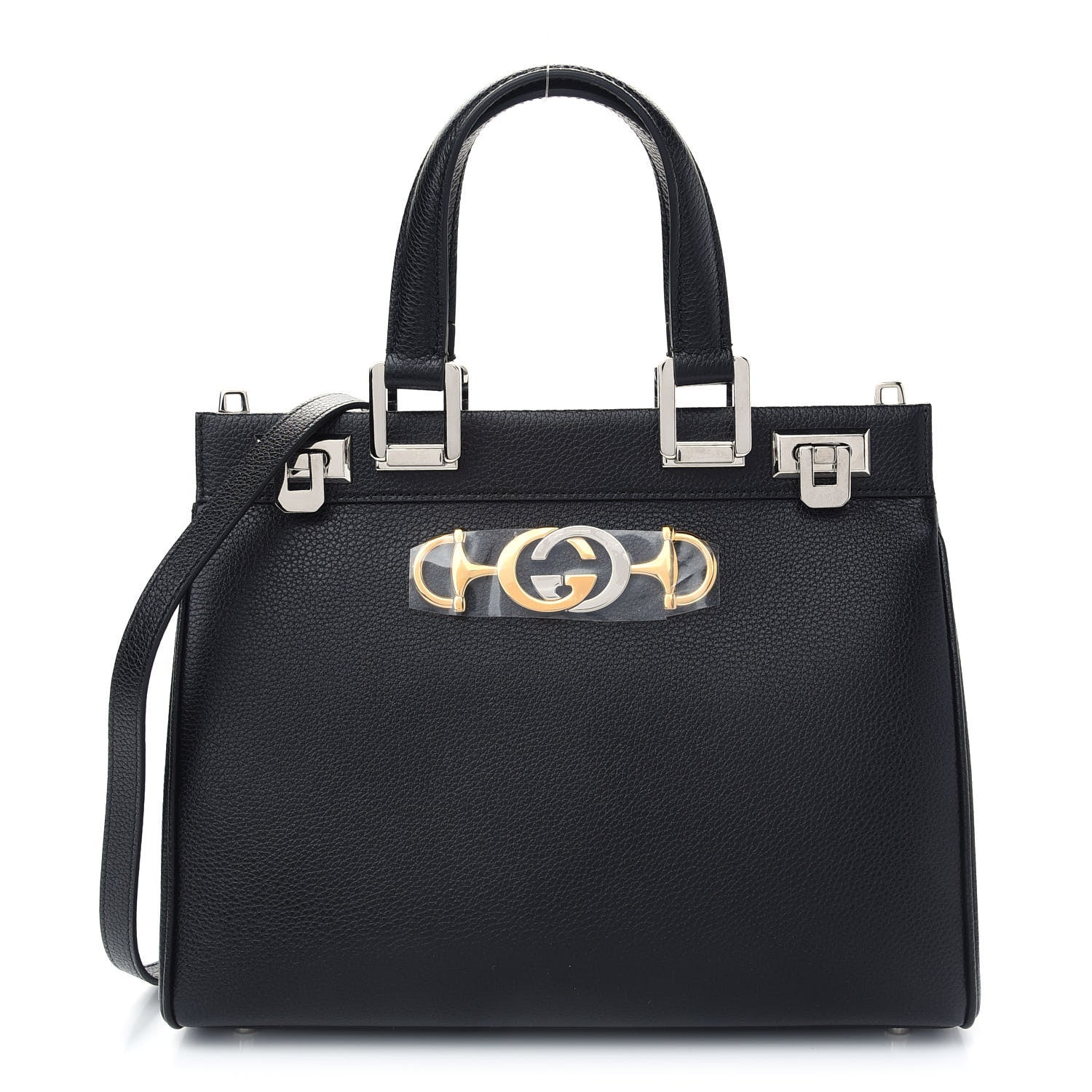 Gucci Grainy Calfskin Small Zumi Top Handle Bag Black 1 of 9
