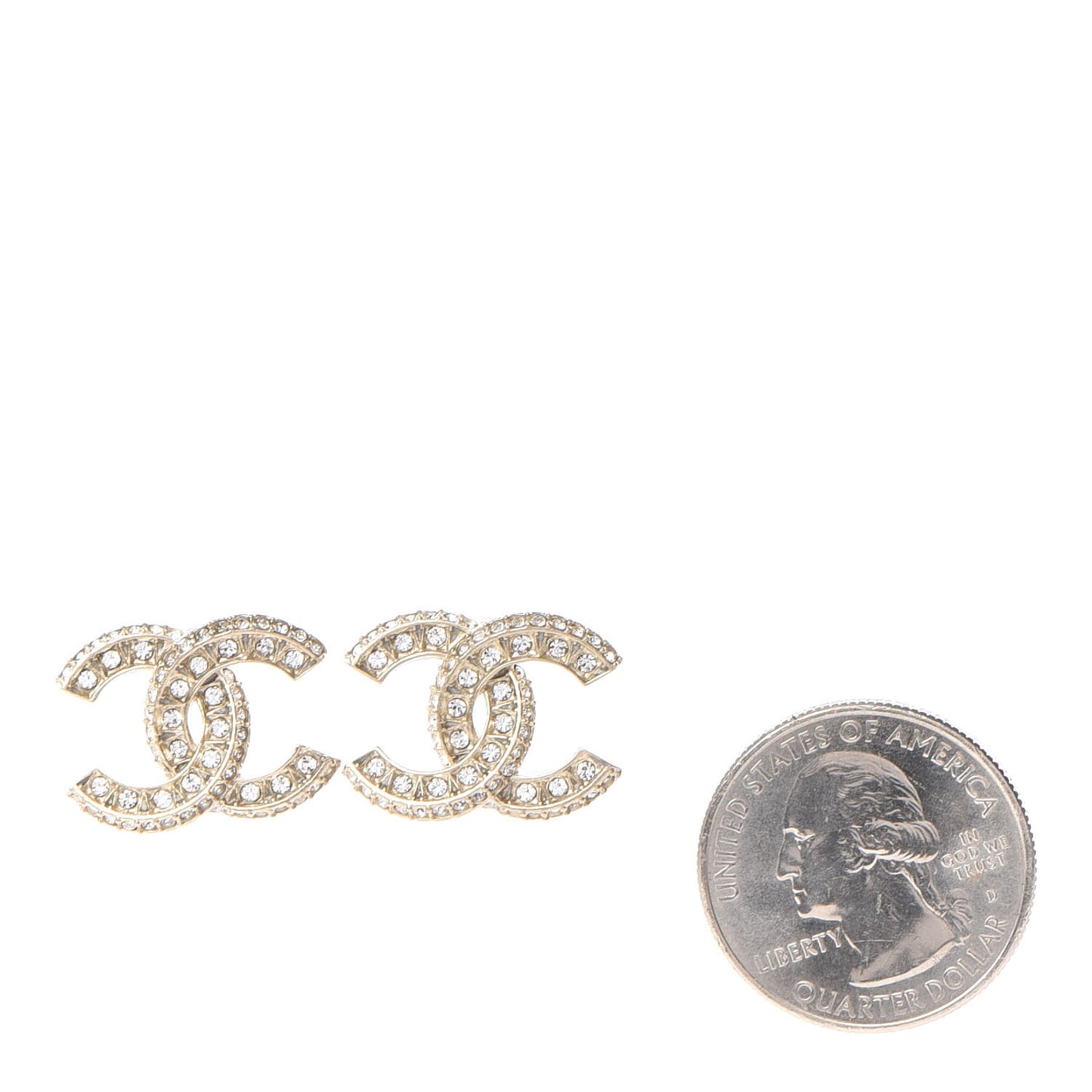 Crystal Textured CC Earrings Gold