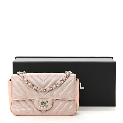 Chanel Iridescent Caviar Chevron Quilted Mini Rectangular Flap Light Gold 16 of 16