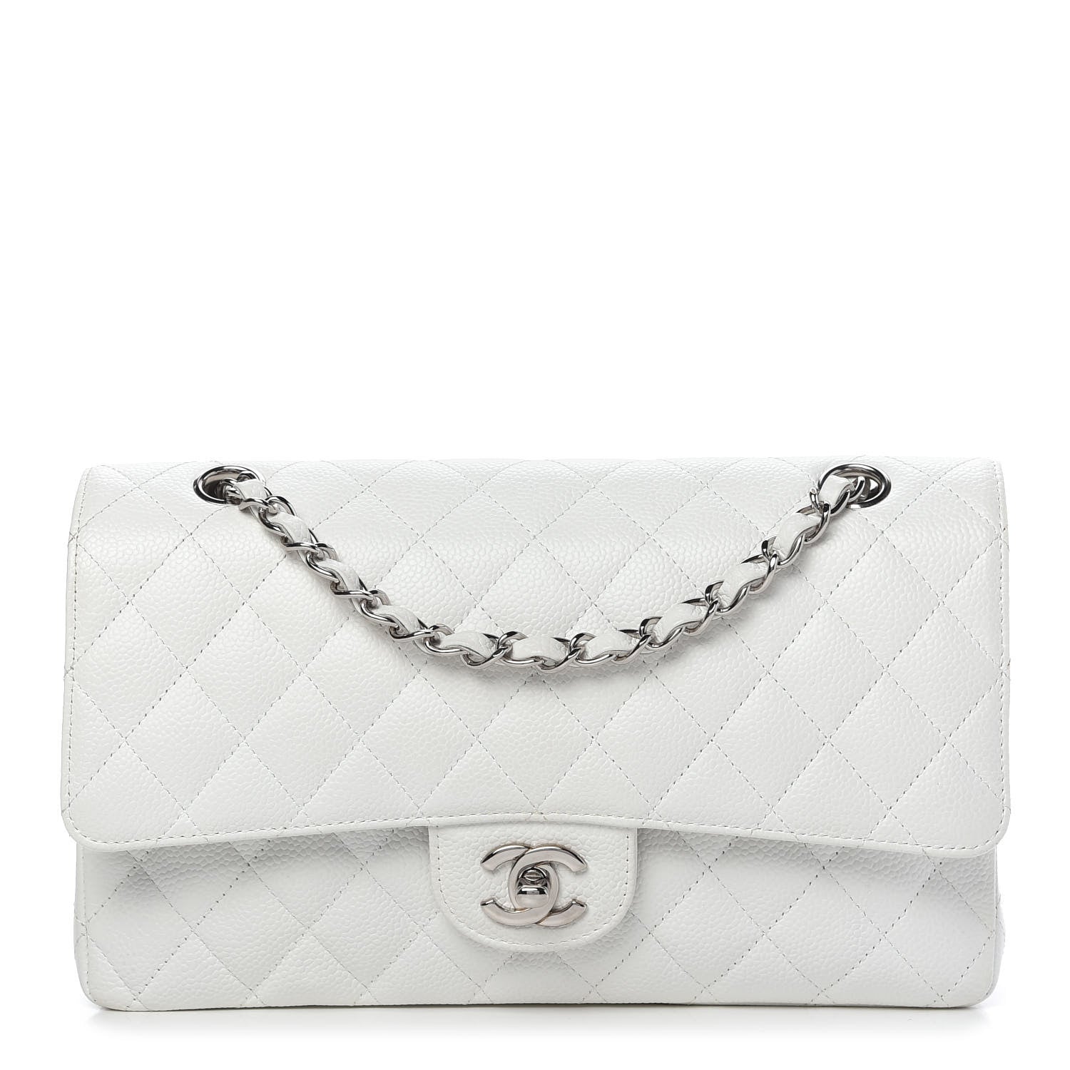 Chanel Caviar Quilted Medium Double Flap White 1 of 10
