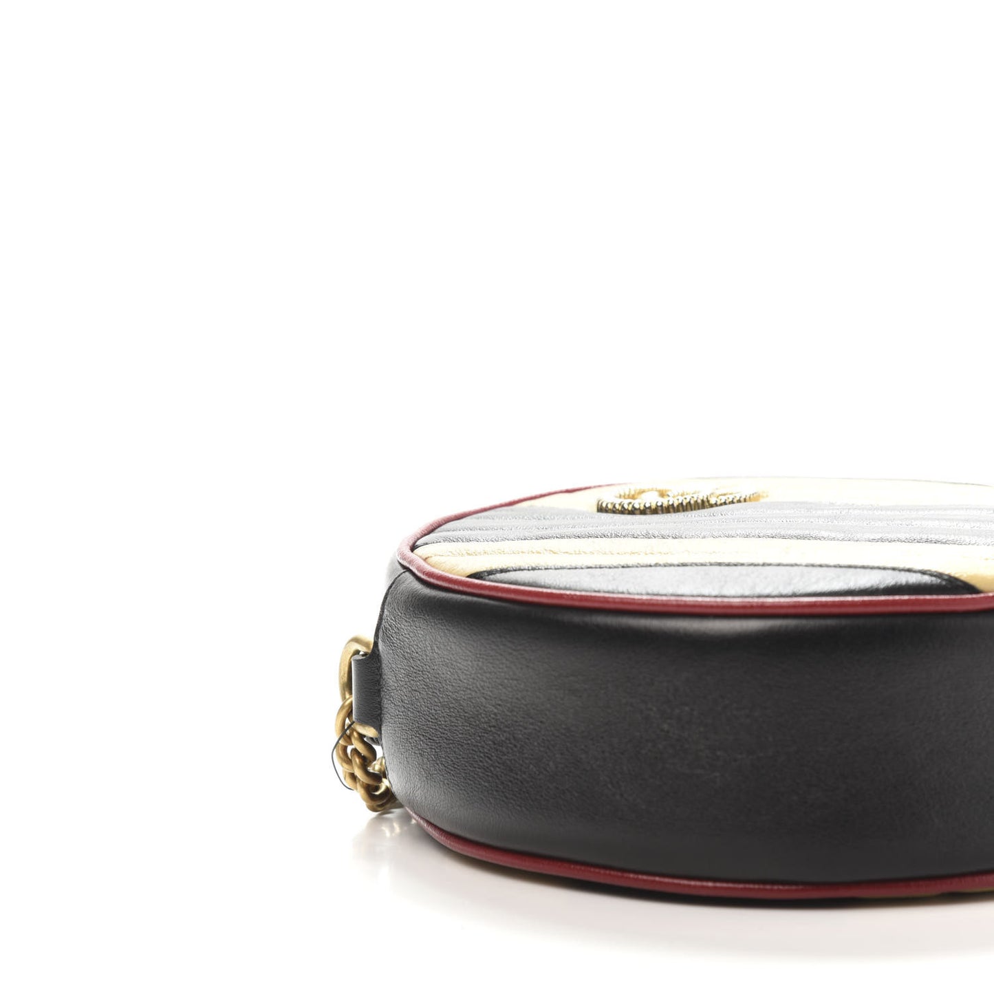 Azalea Calfskin Matelasse Diagonal Patchwork Mini Torchon GG Marmont Round Shoulder Bag Black Beige Romantic Cerise