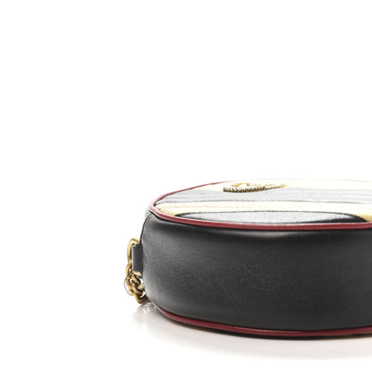 Gucci Azalea Calfskin Matelasse Diagonal Patchwork Mini Torchon GG Marmont Round Shoulder Bag Black Beige Romantic Cerise 6 of 11