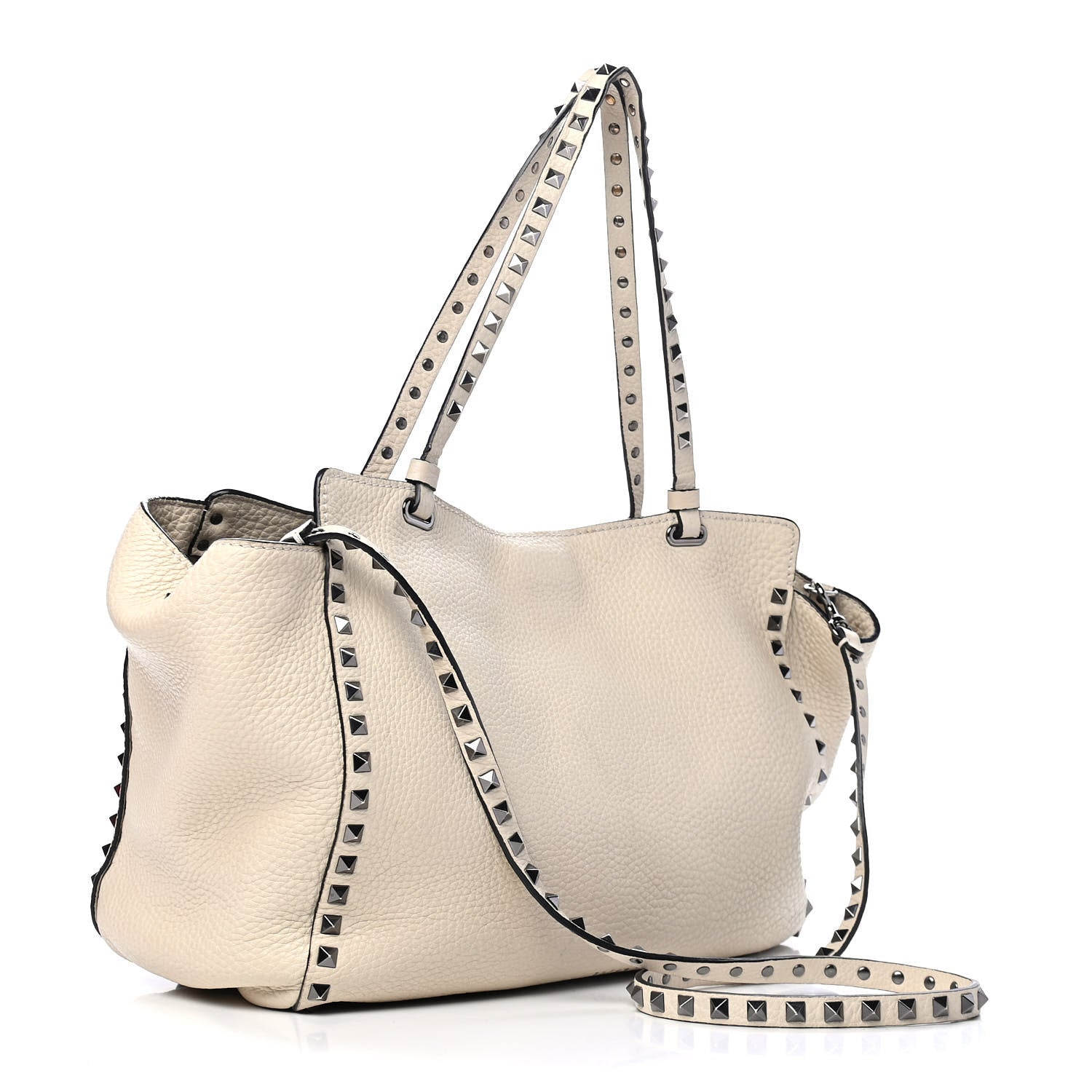 Valentino Garavani Alce Printed Calfskin Medium Rockstud Tote Light Ivory 2 of 5