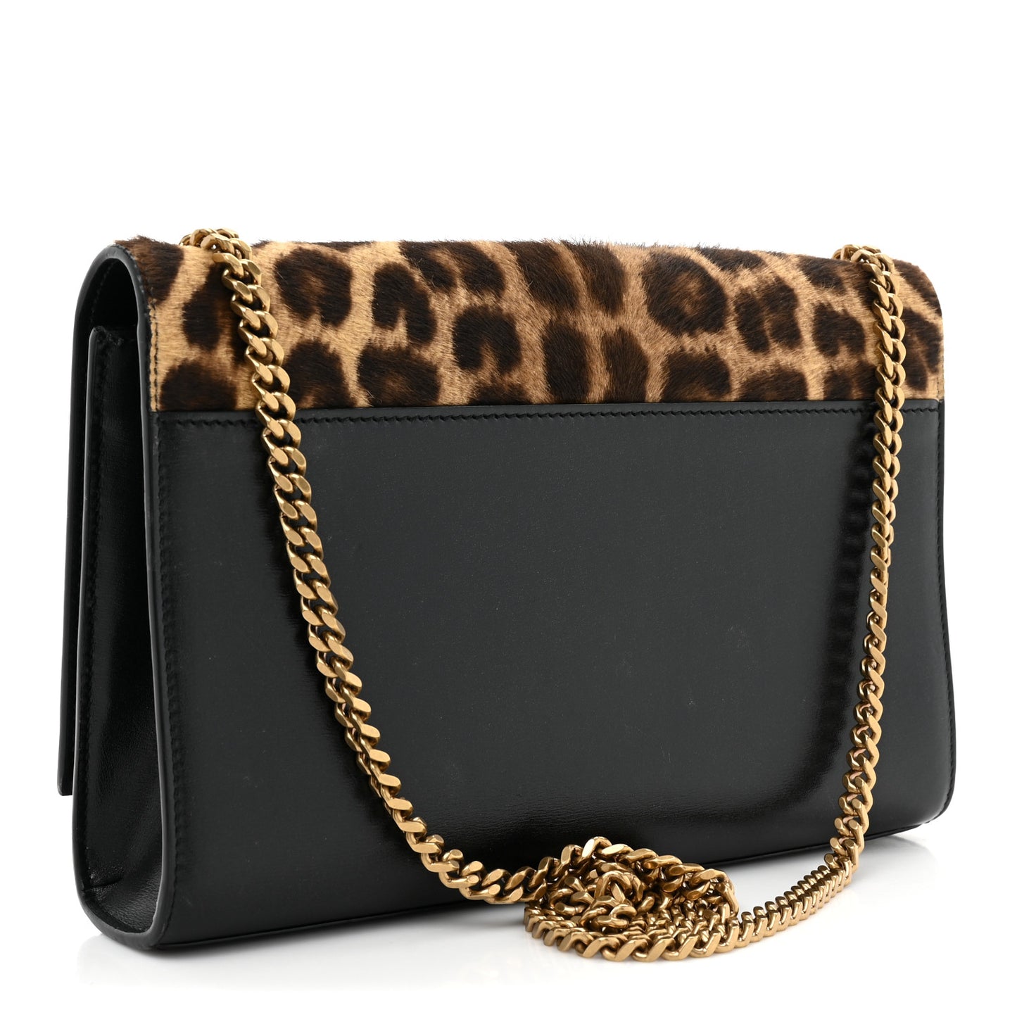 Pony Hair Calfskin Leopard Print Medium Classic Monogram Kate Satchel Black
