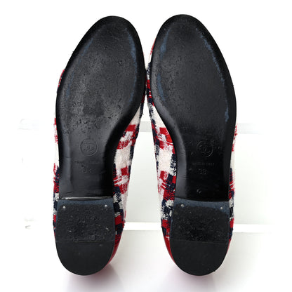 Chanel Tweed Crinkled Patent Cap Toe Ballerina Flats 38 Red 4 of 4