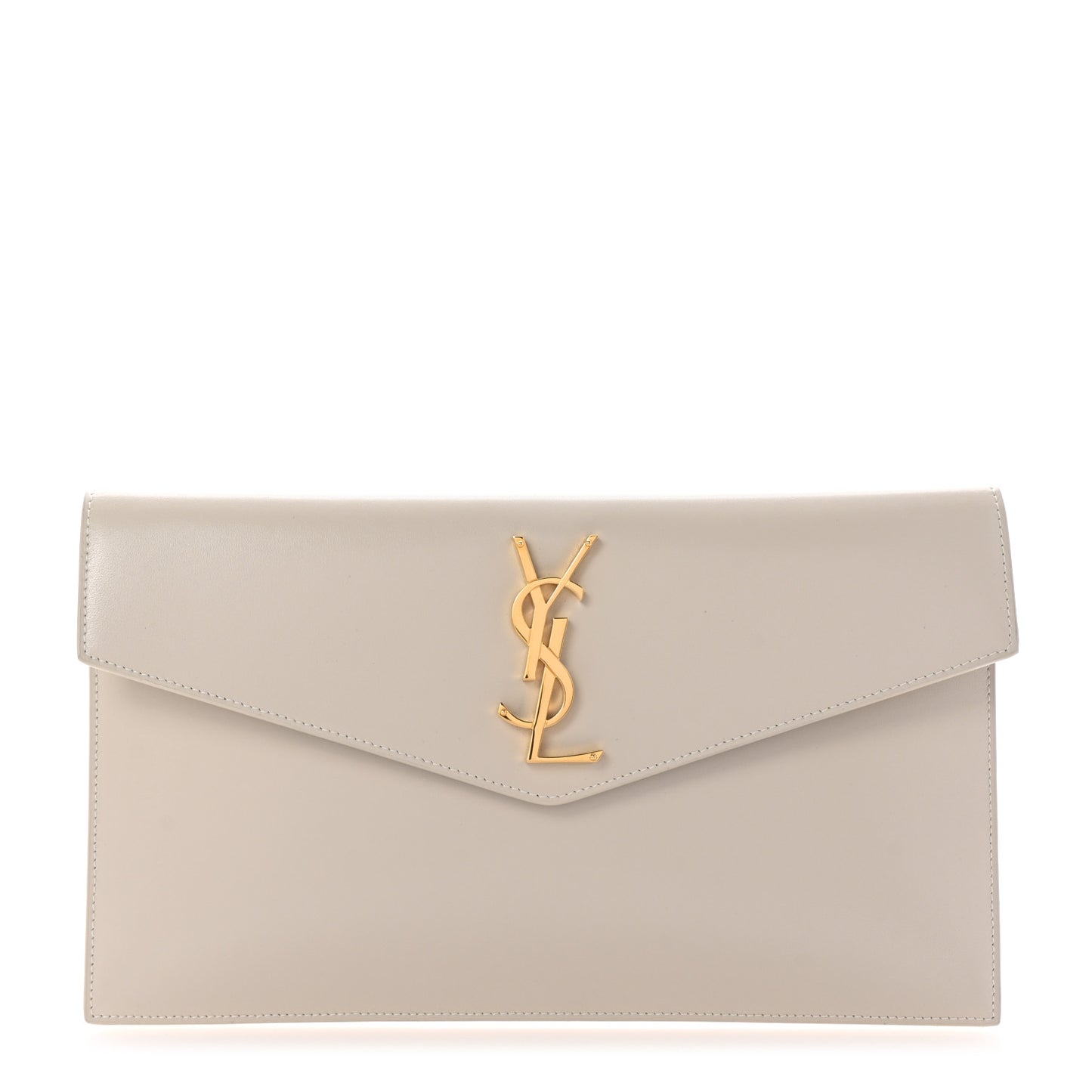 Smooth Shiny Calfskin Uptown Pouch Crema Soft
