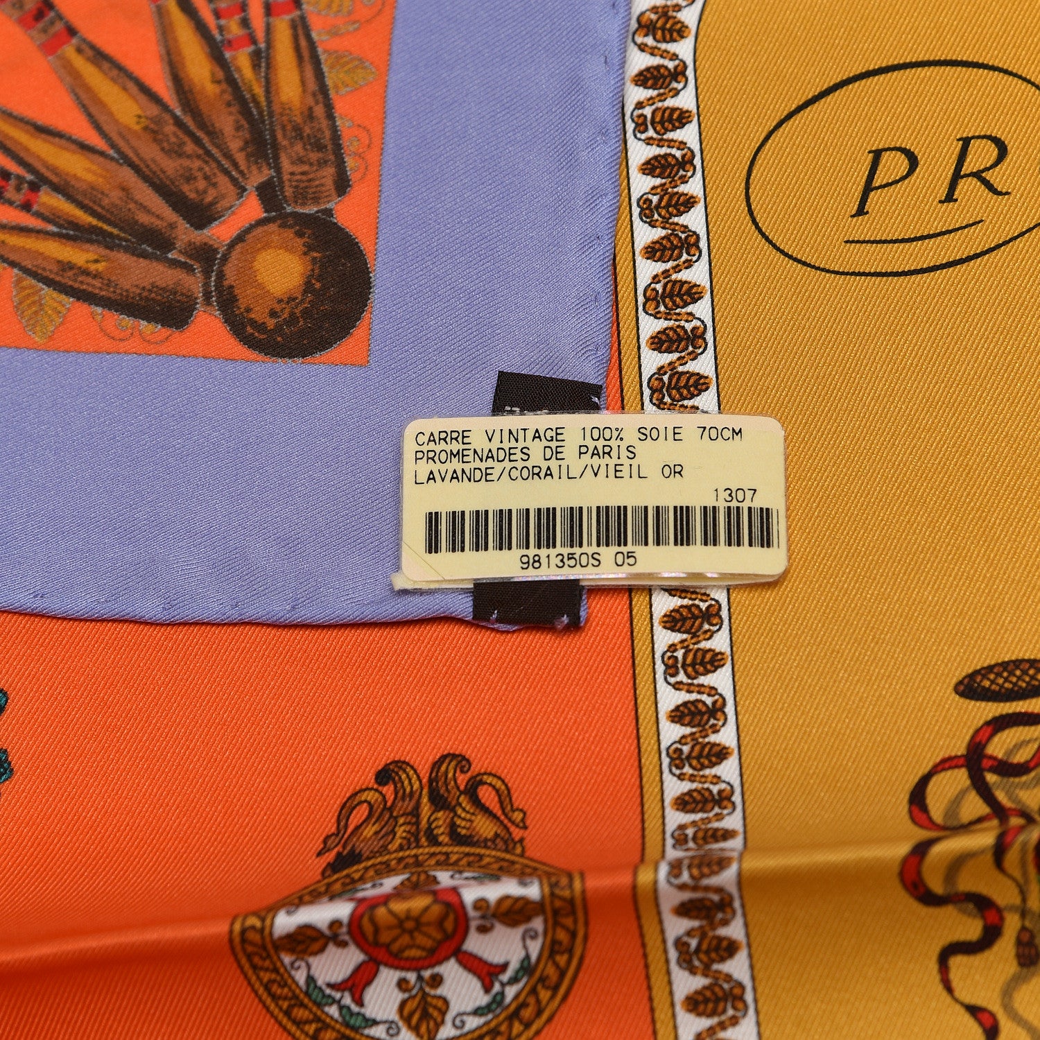 Hermes Silk Promenades de Paris Scarf 70 Orange Black Vert 6 of 6