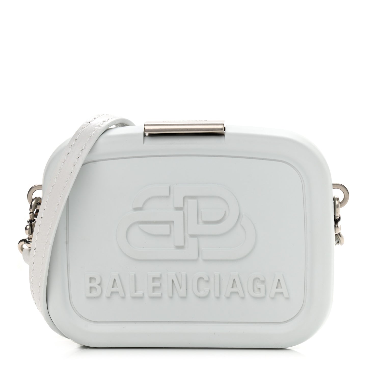 Recycled Plastic Calfskin Embossed Mini Lunch Box Case with Strap White