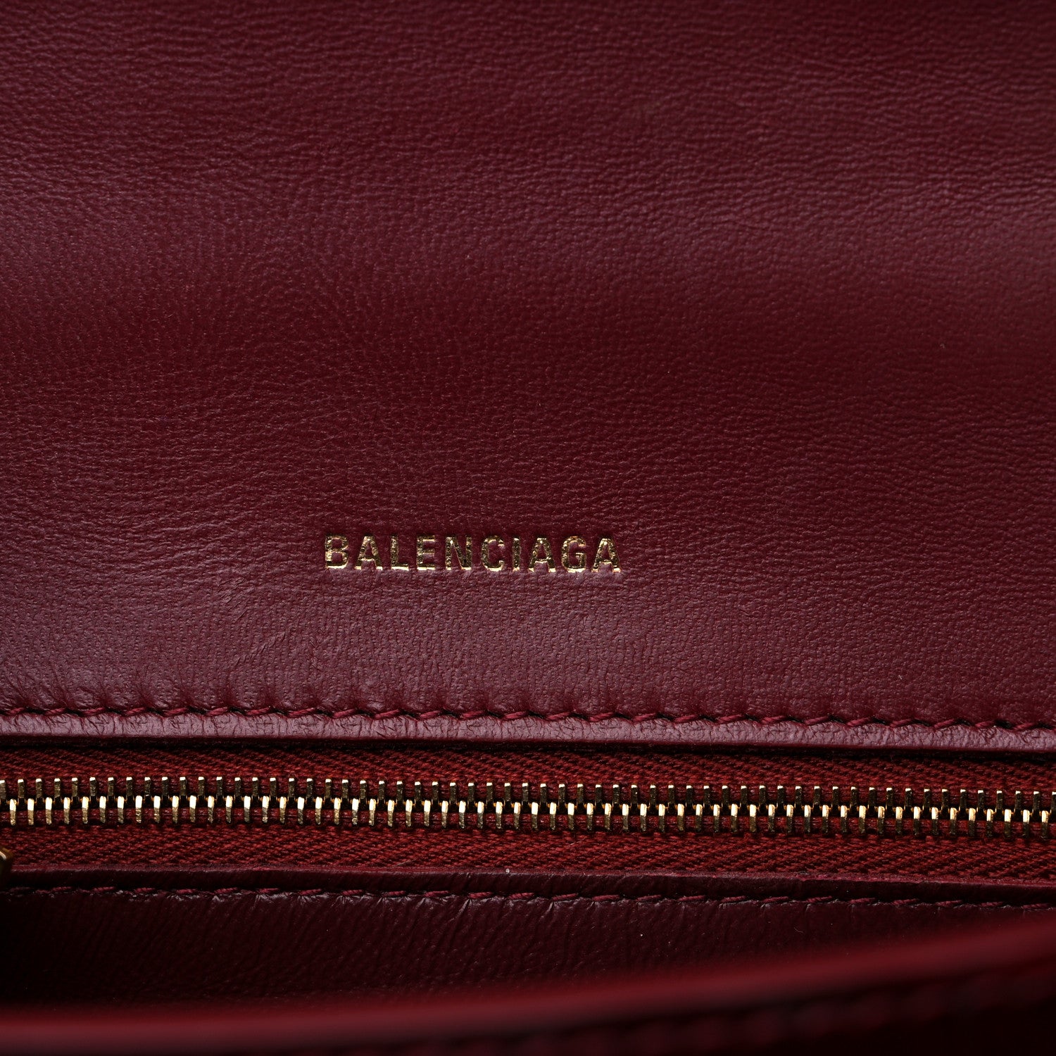 Balenciaga Shiny Calfskin Crocodile Embossed Small Hourglass Top Handle Bag Dark Red 6 of 15