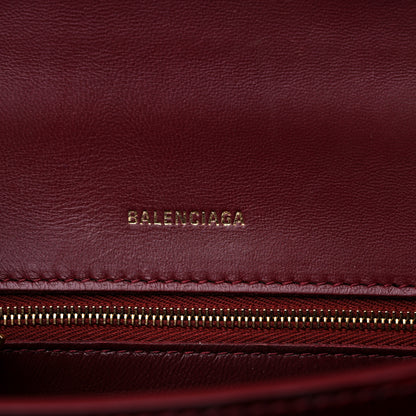 Balenciaga Shiny Calfskin Crocodile Embossed Small Hourglass Top Handle Bag Dark Red 6 of 15
