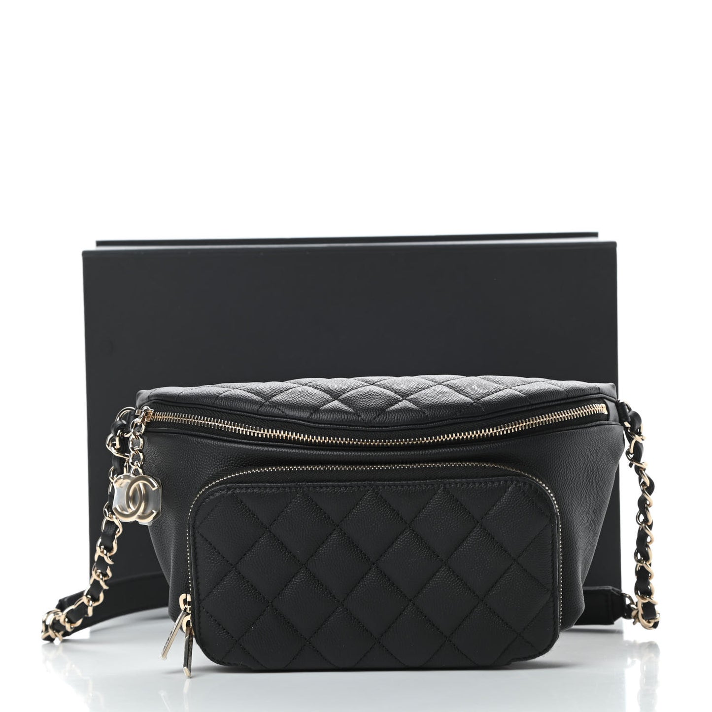 Caviar Quilted Business Affinity Waist Belt Bag Black
