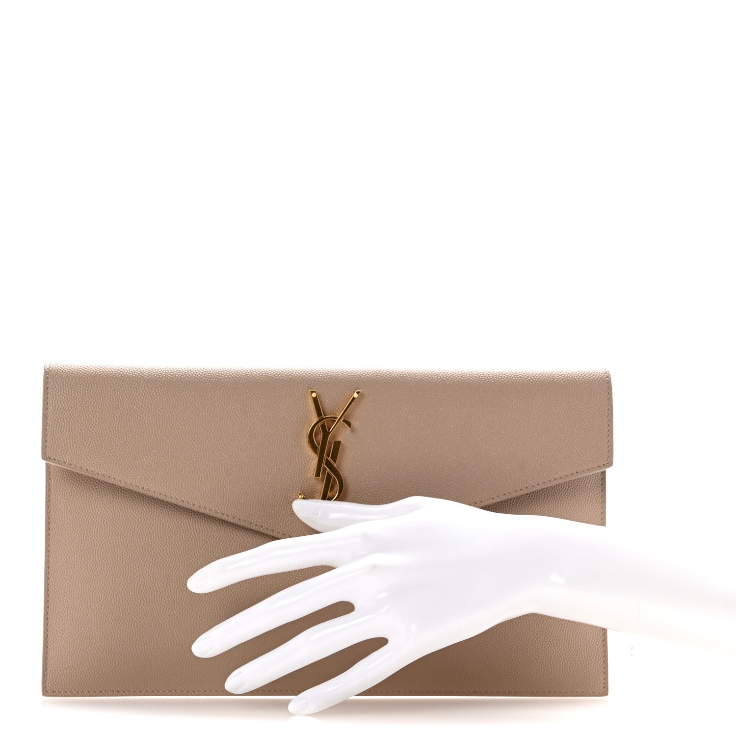 Saint Laurent Grain De Poudre Uptown Pouch Dark Beige 2 of 10