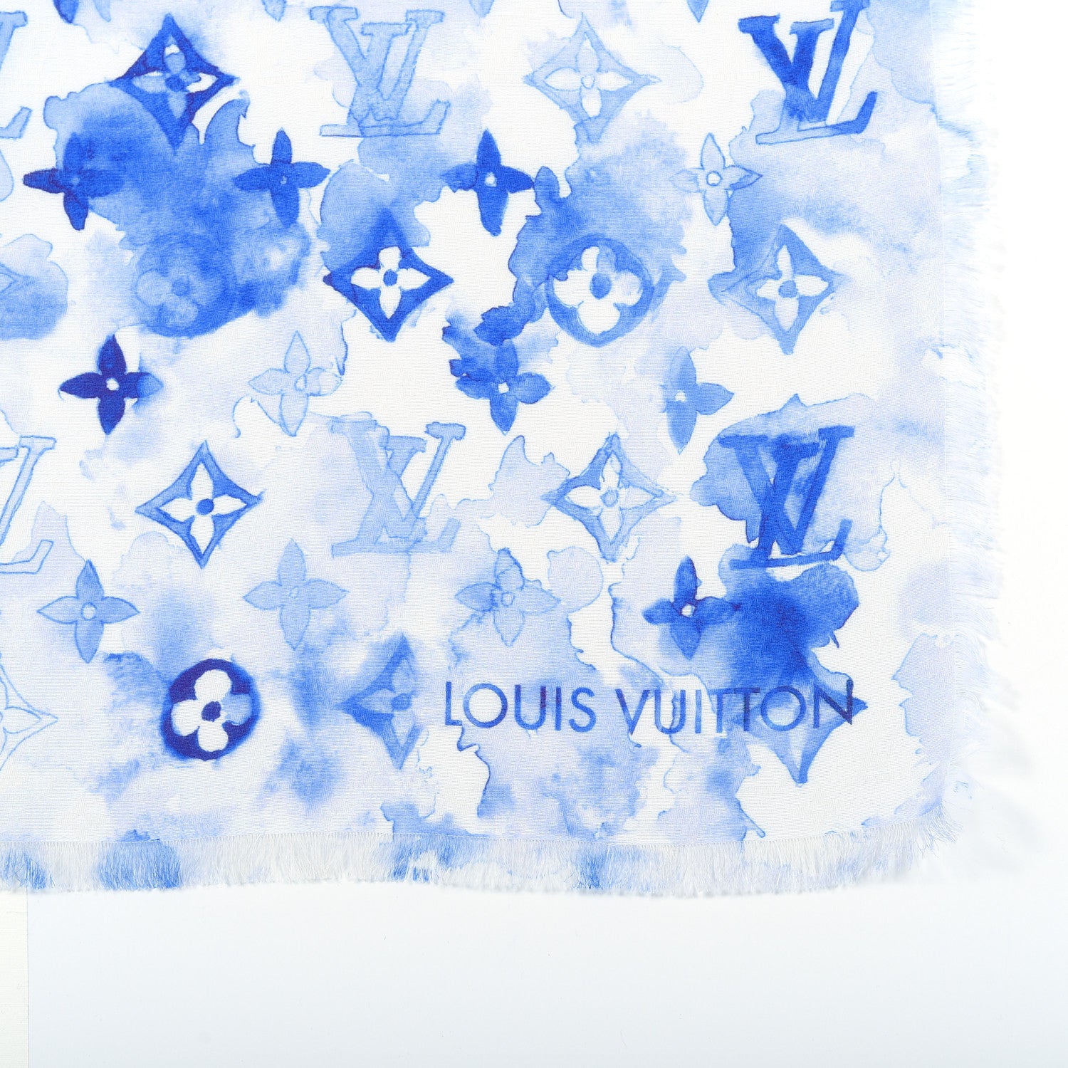 Louis Vuitton Cotton Monogram Essential Watercolor Stole Blue 3 of 6