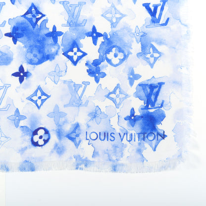 Louis Vuitton Cotton Monogram Essential Watercolor Stole Blue 3 of 6