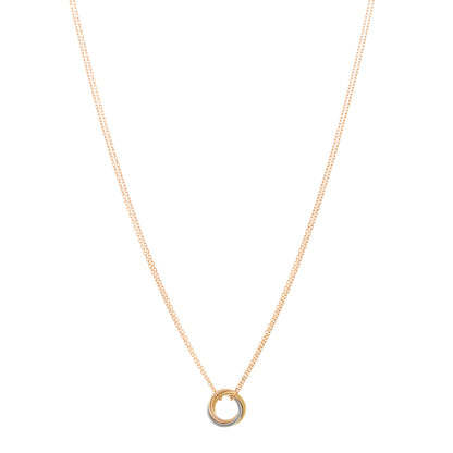 Cartier 18K Pink Yellow White Gold Trinity Double Chain Pendant Necklace 1 of 4