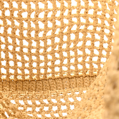 Prada Yarn Raffia Effect Crochet Logo Embroidered Tote Bag Naturale 4 of 8