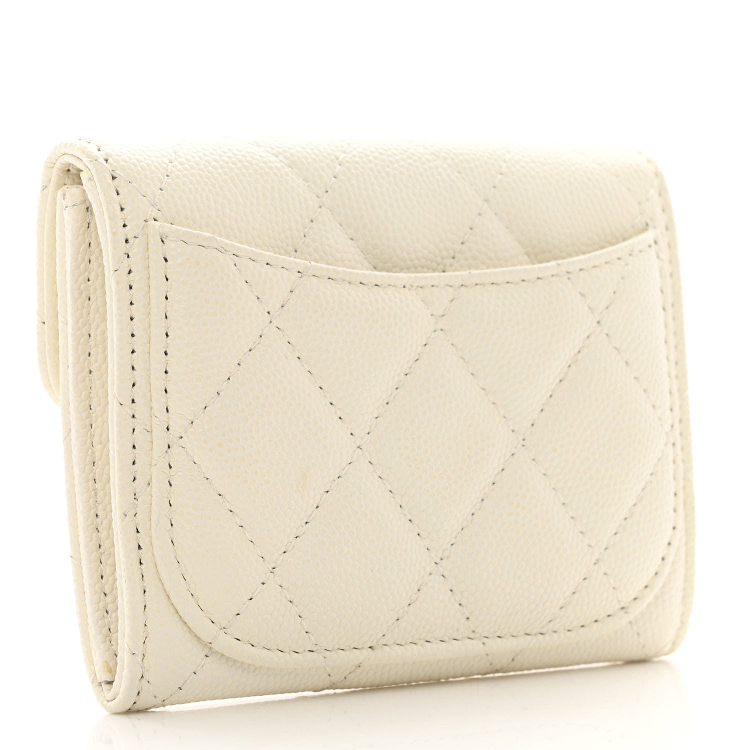 Chanel Caviar Quilted Flap Card Holder Wallet White 3 of 11
