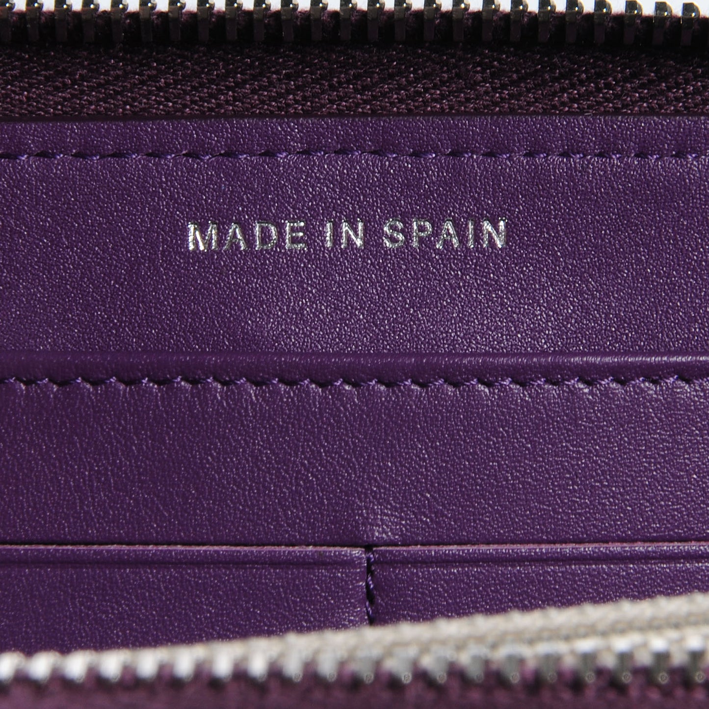 Patent Quilted Brilliant Zip Around Wallet Purple