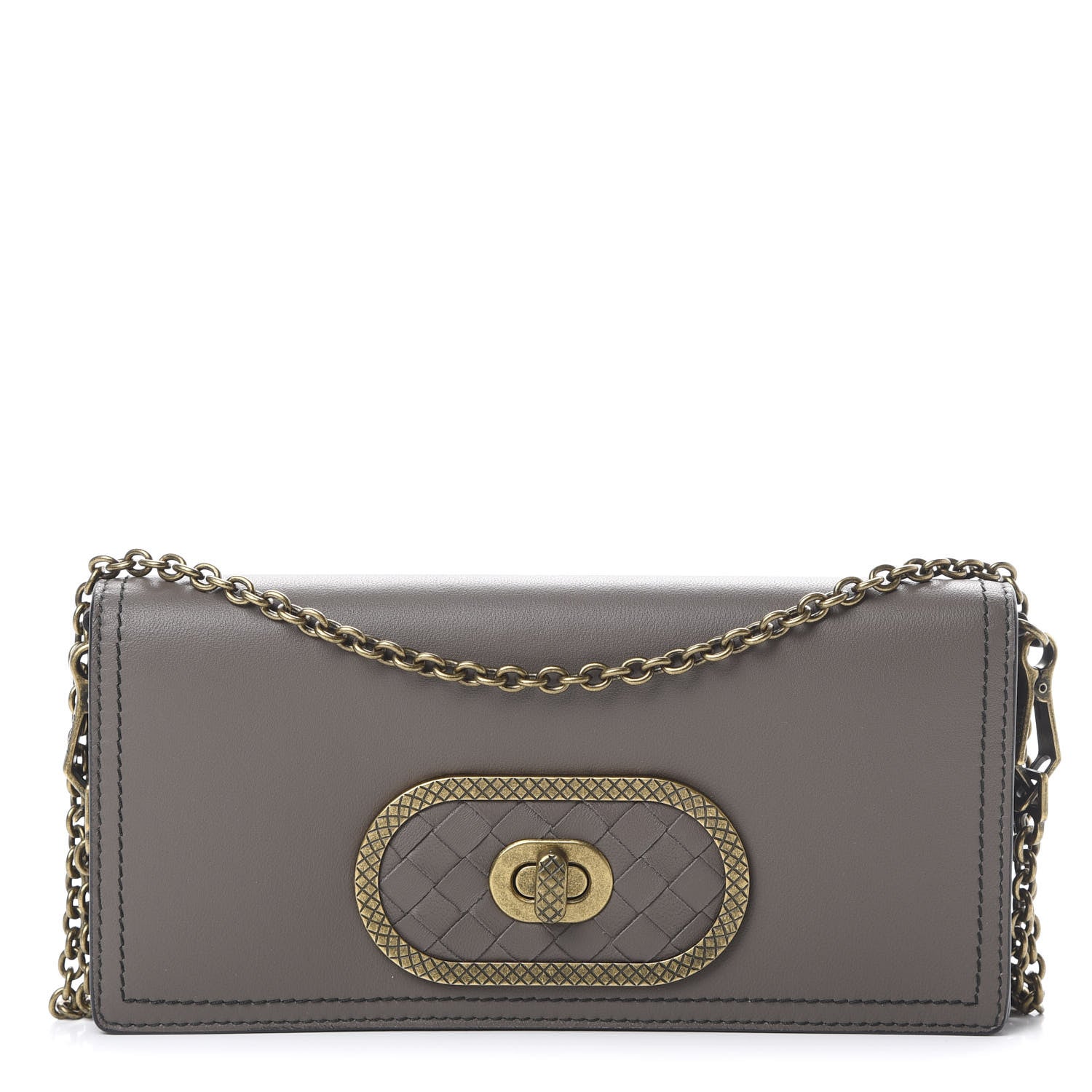 Bottega Veneta Nappa Intrecciato Ellittica Chain Wallet New Steel 1 of 10
