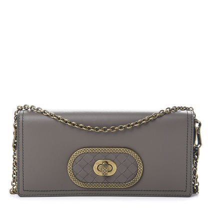 Bottega Veneta Nappa Intrecciato Ellittica Chain Wallet New Steel 1 of 10