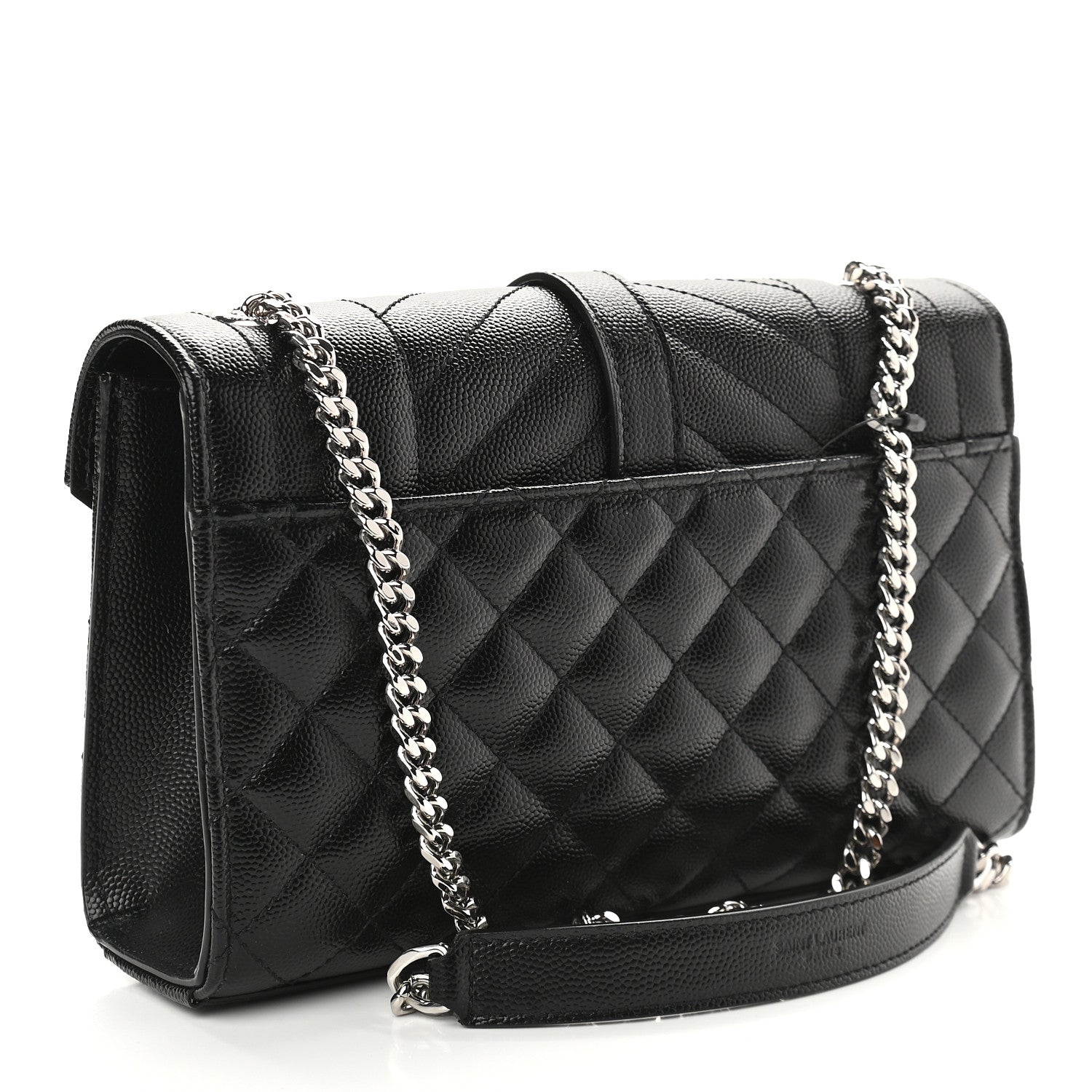 Saint Laurent Grain De Poudre Textured Mixed Matelasse Triquilt Small Monogram Satchel Black 3 of 8