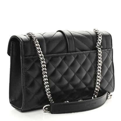 Saint Laurent Grain De Poudre Textured Mixed Matelasse Triquilt Small Monogram Satchel Black 3 of 8