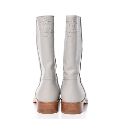 Chanel Calfskin Ascot CC Boots 41 Gray 5 of 11