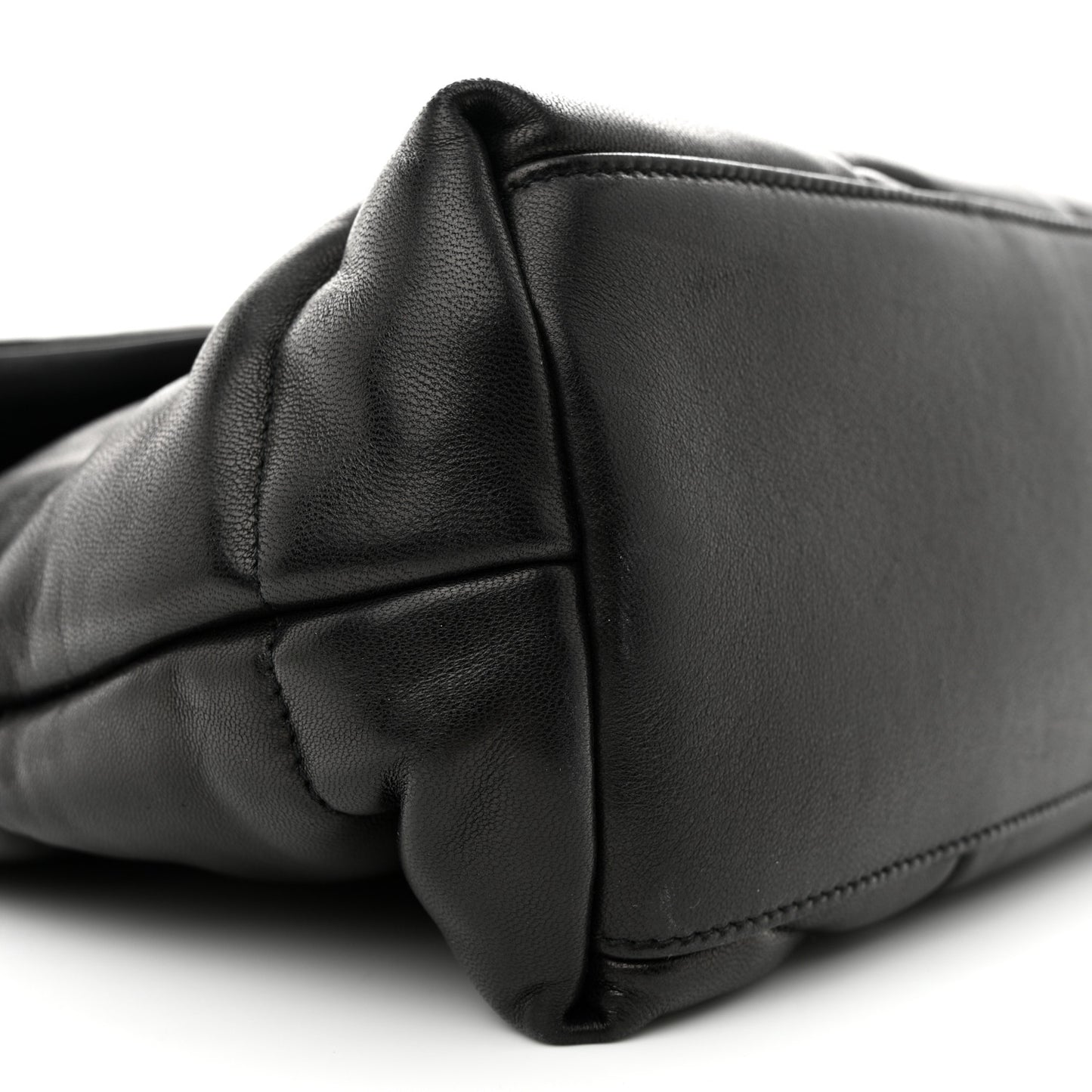 Lambskin Quilted Medium Loulou Puffer Monogram Chain Satchel Black