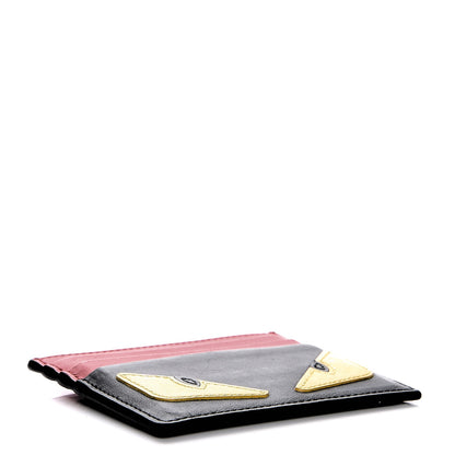 Fendi Vitello Century Monster Eyes Inlay Card Holder Black Giallo Rosso 5 of 8