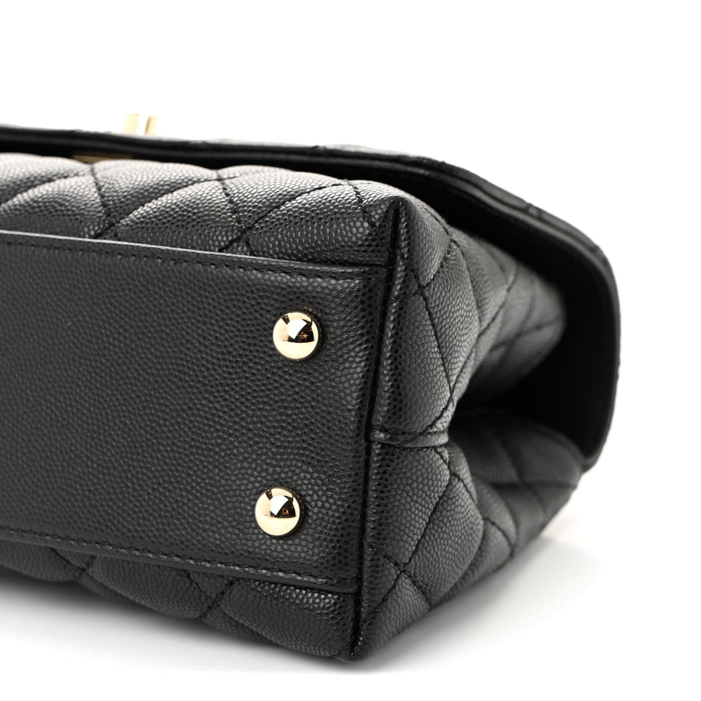 Caviar Quilted Mini Coco Handle Flap Black