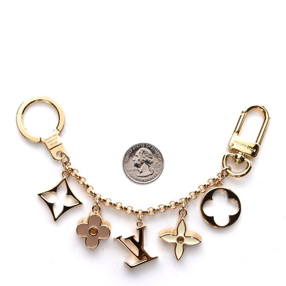 Louis Vuitton Brass Enamel Fleur De Monogram Bag Charm Chain Gold 2 of 4