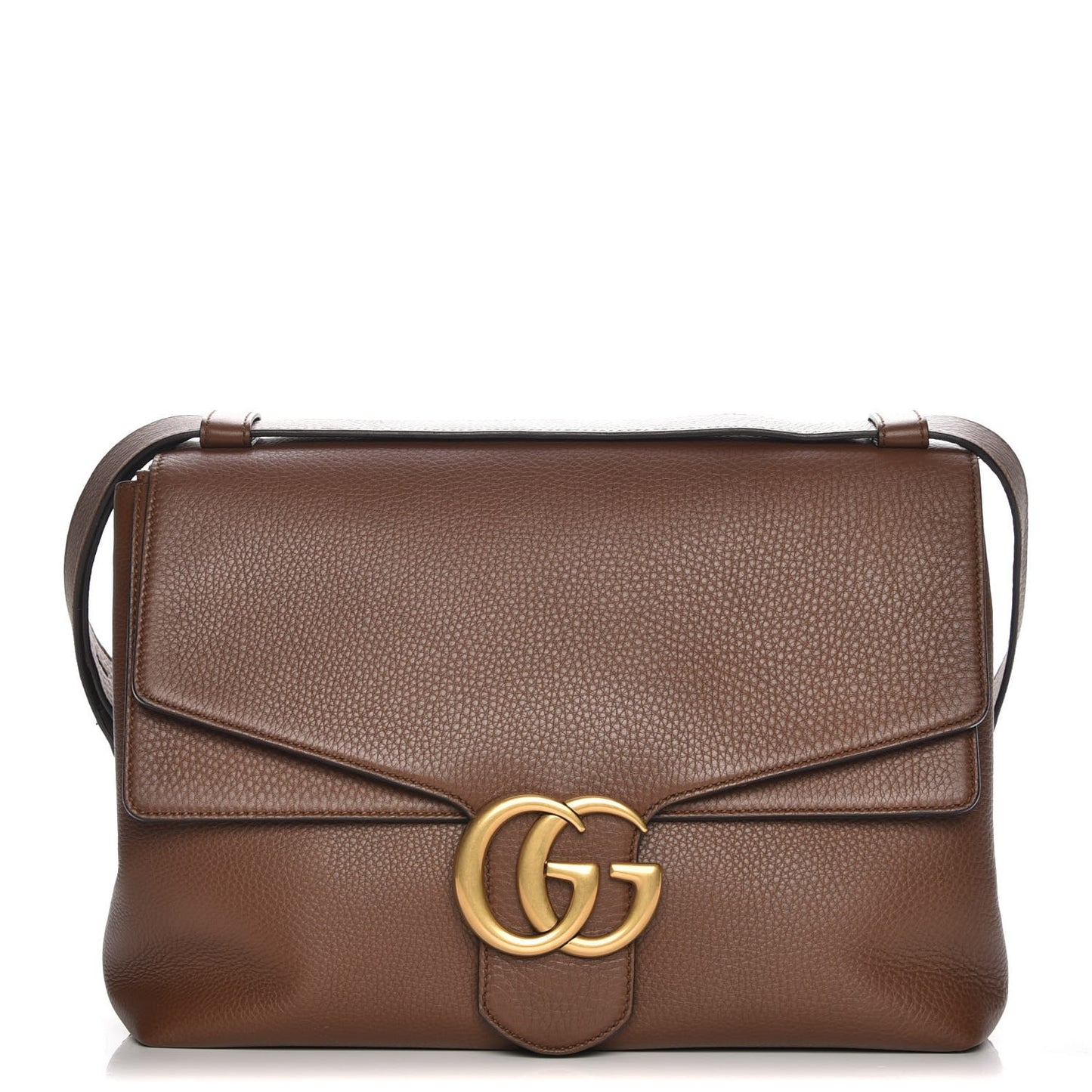 Calfskin Large GG Marmont Shoulder Bag Brown