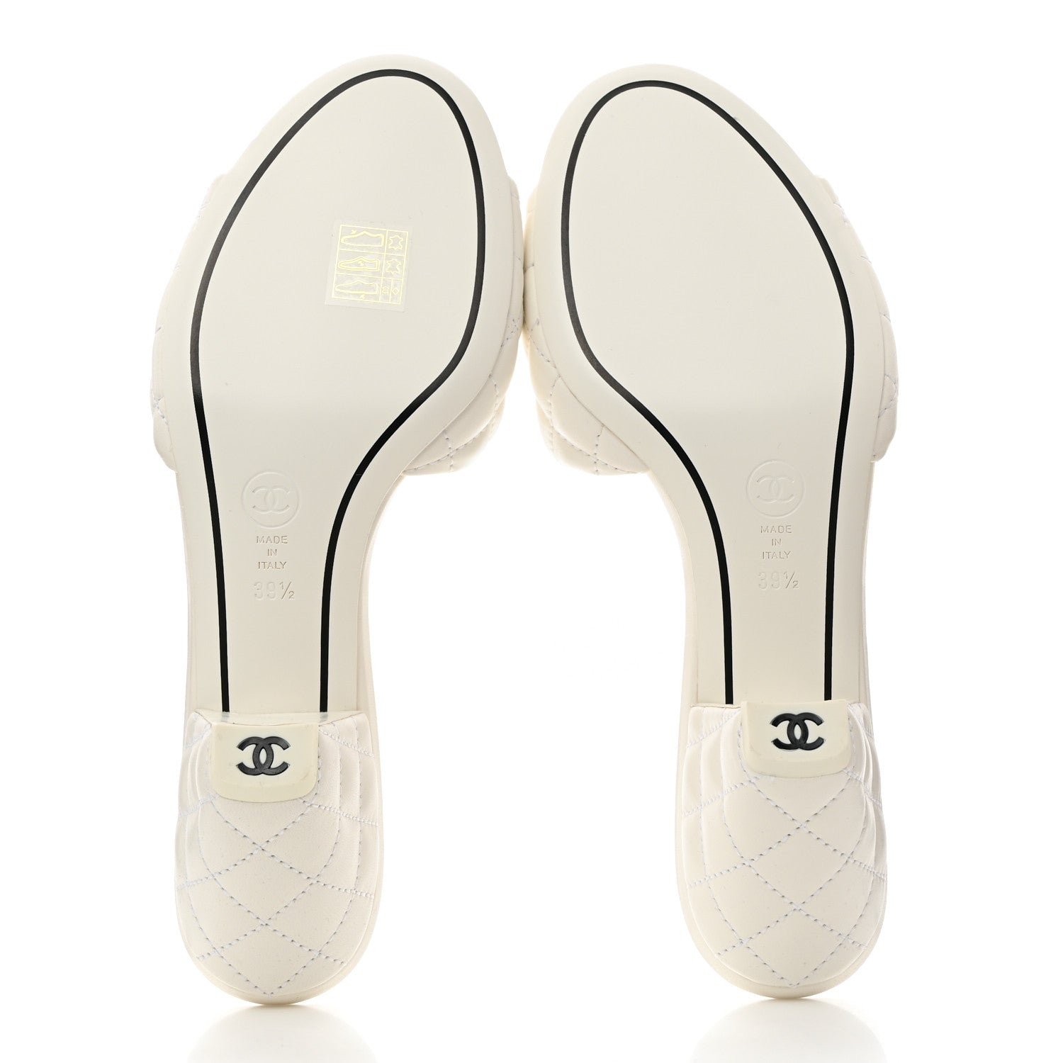 Chanel Lambskin Quilted Textured CC Mules 39.5 White 5 of 8