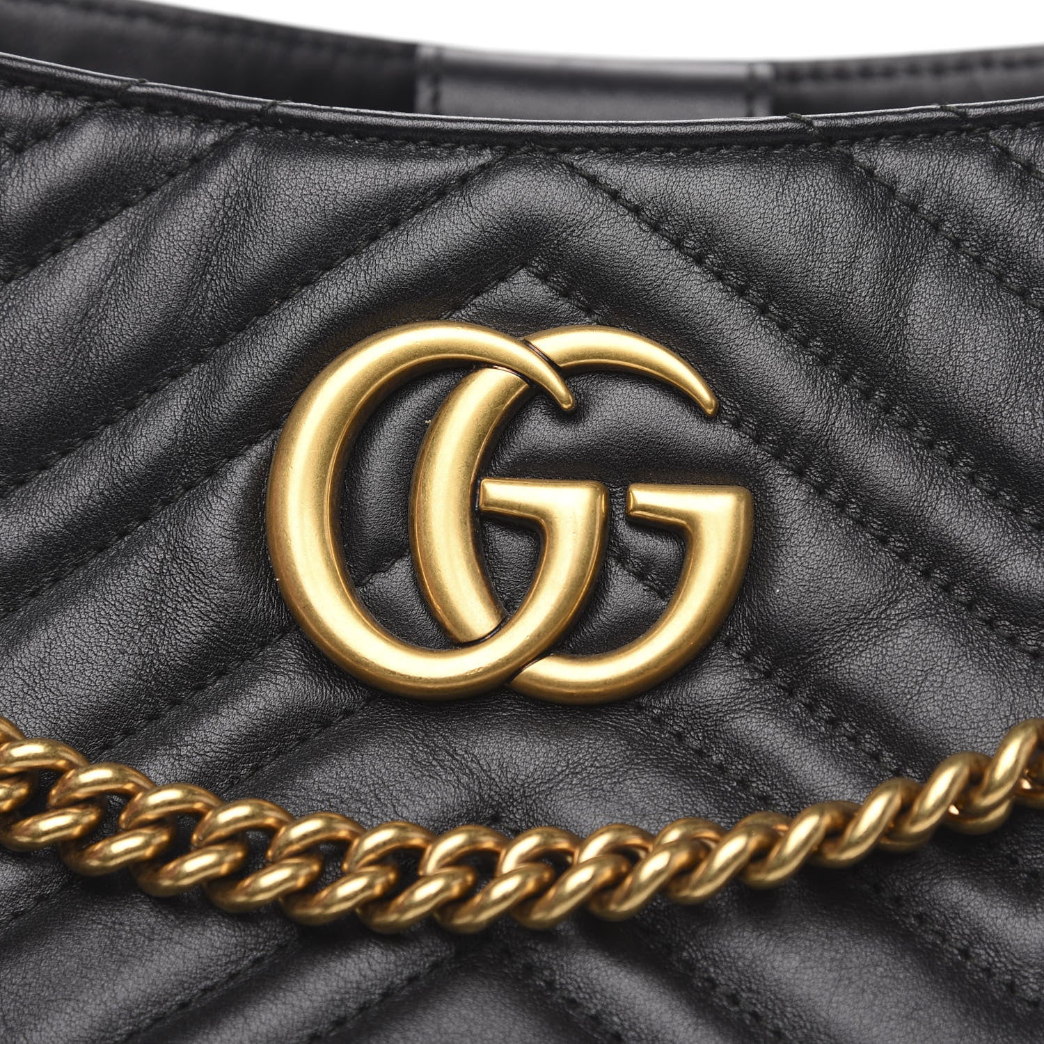 Gucci Calfskin Matelasse Medium GG Marmont Shoulder Tote Bag Black 12 of 15