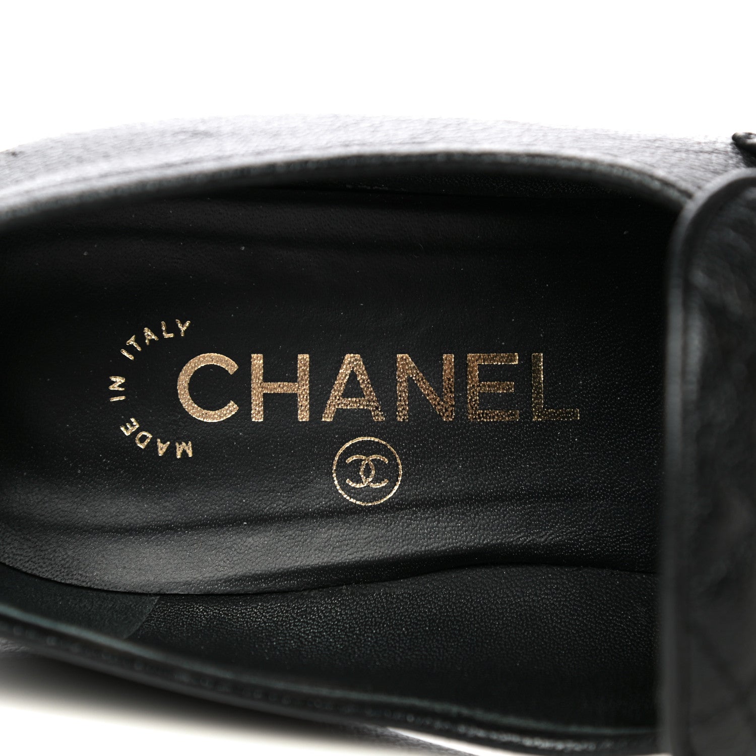 Chanel Calfskin Patent Quilted CC Chain Mocassin Loafers 39.5 Black 9 of 15