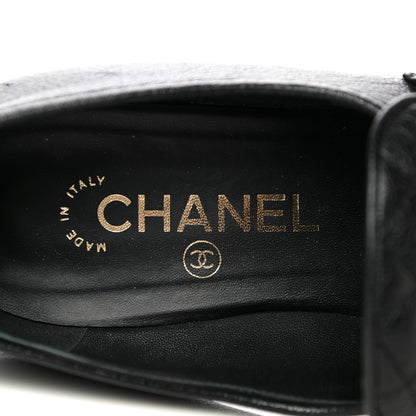 Chanel Calfskin Patent Quilted CC Chain Mocassin Loafers 39.5 Black 9 of 15
