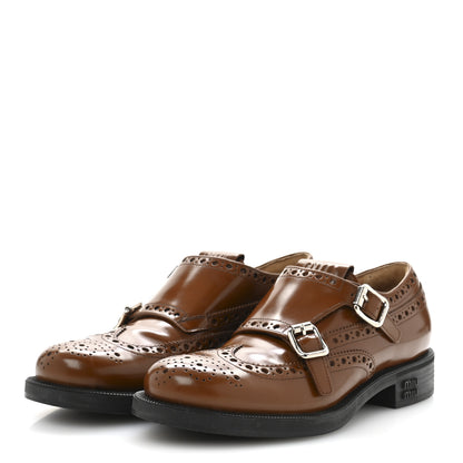 Miu Miu X CHURCH'S Calfskin Double Monk Loafer 37 Tabacco 4 of 9