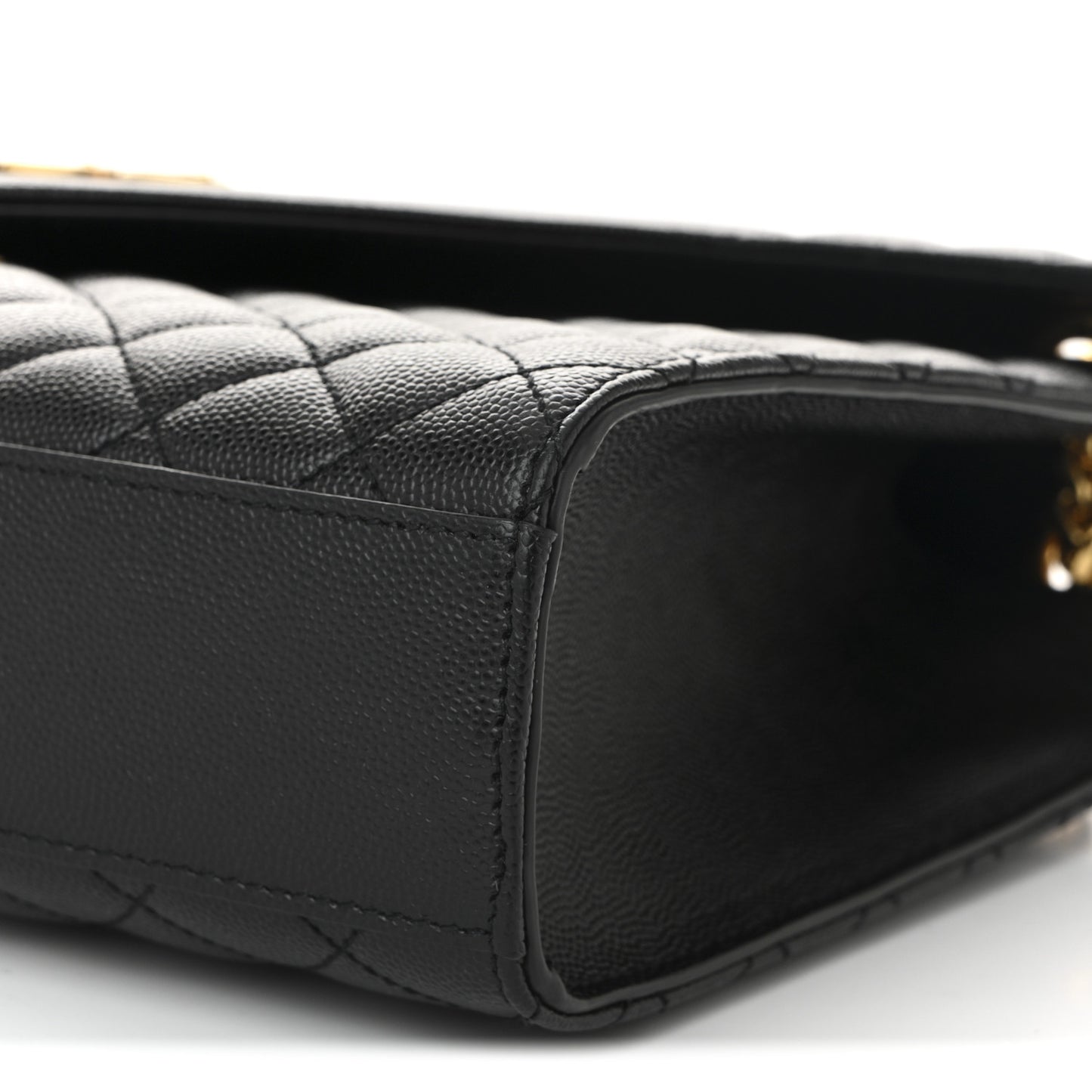 Grain De Poudre Textured Mixed Matelasse Large Triquilt Monogram Satchel Black
