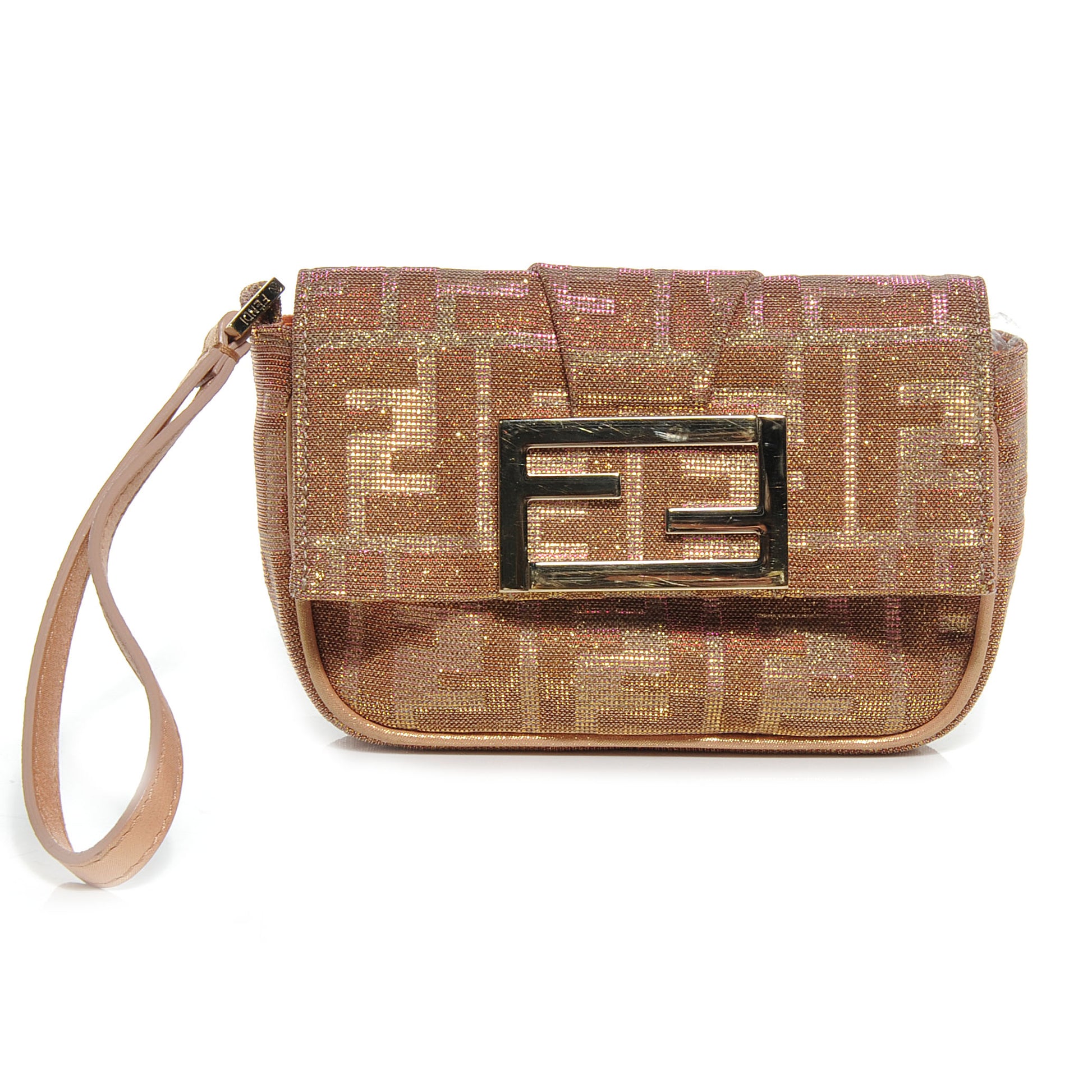 Fendi Metallic Lurex Zucca Wristlet Arancio 1 of 9