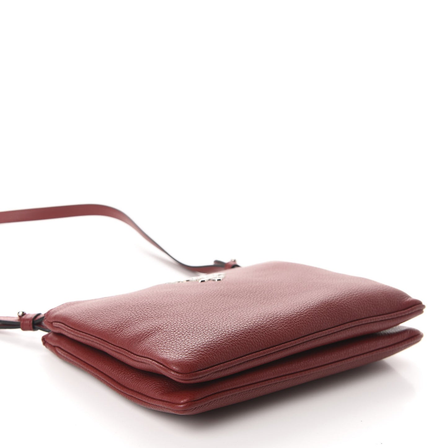 Vitello Daino Double Zip Crossbody Bag Rubino