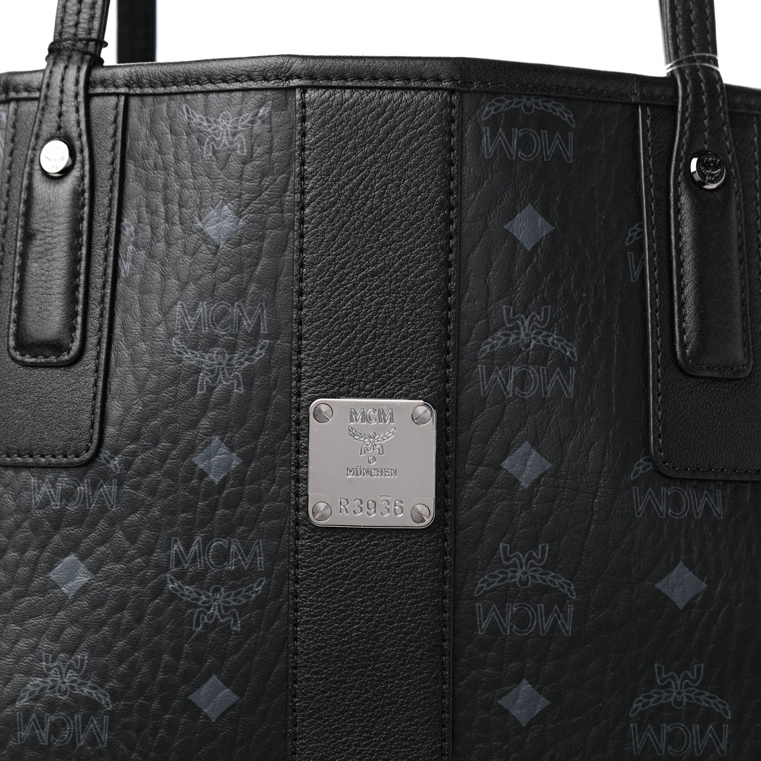 MCM Visetos Large Liz Reversible Shopper Tote Black 8 of 8