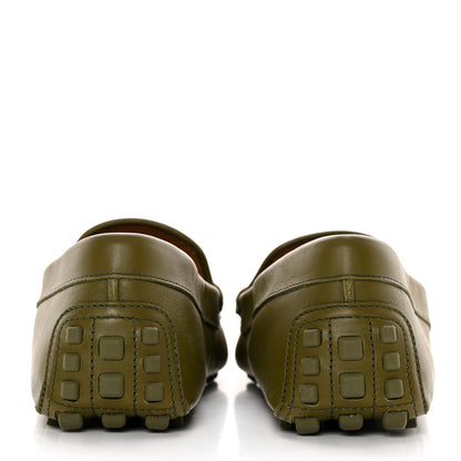 Gucci Soft Clove Calfskin Monochrome Mens Interlocking G Driver Loafers 12 Juniper Green 4 of 13