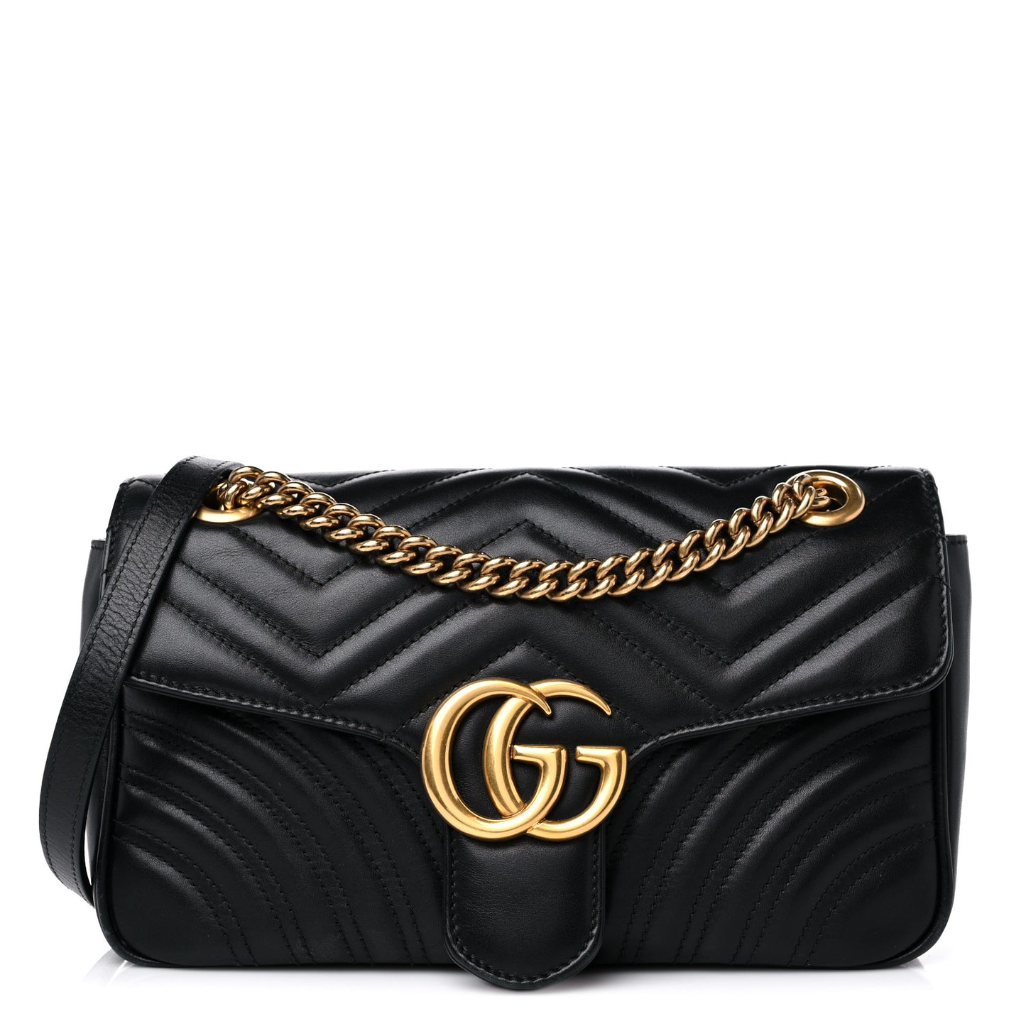 Calfskin Matelasse Small GG Marmont Shoulder Bag Black