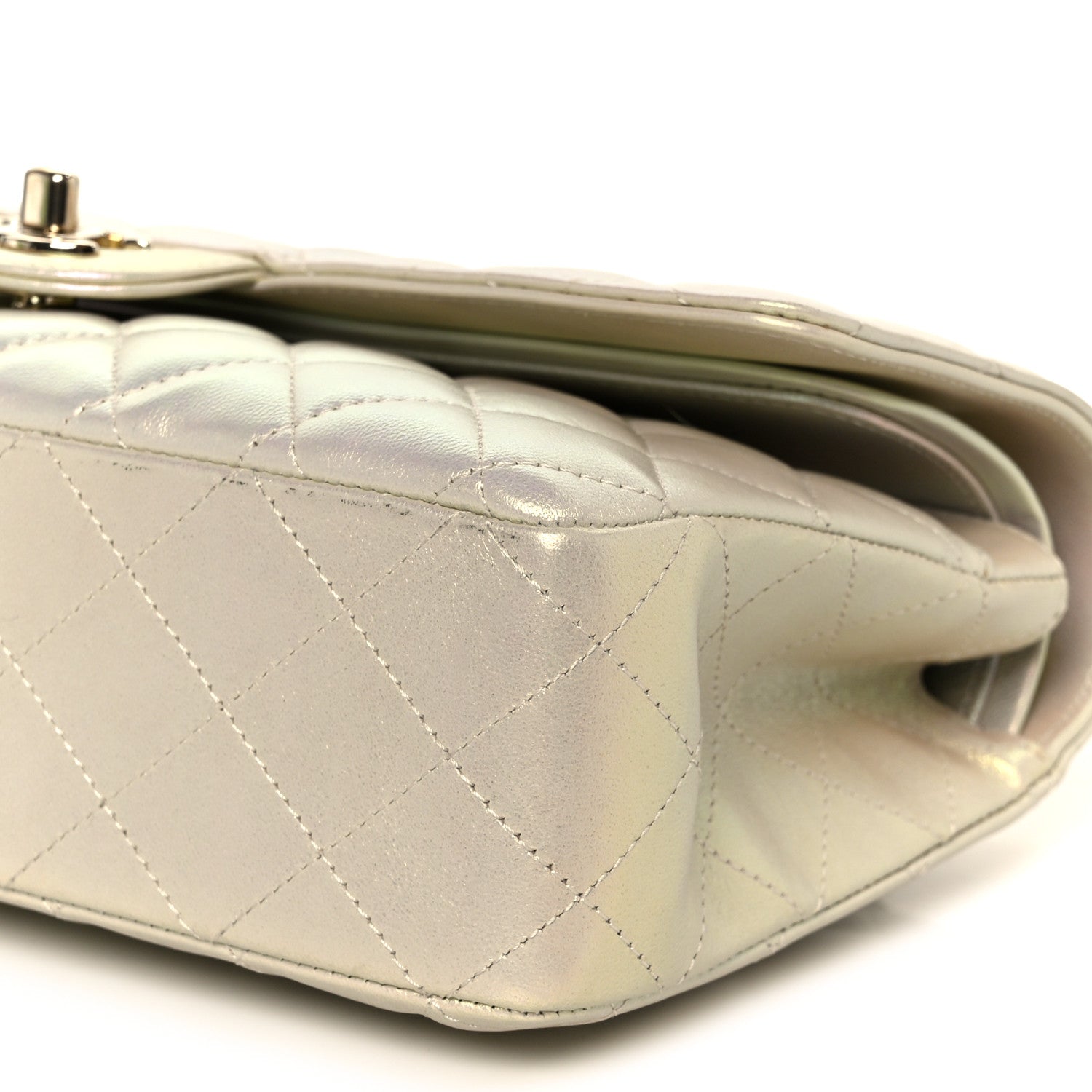Chanel Iridescent Lambskin Quilted Medium Double Flap Ivory