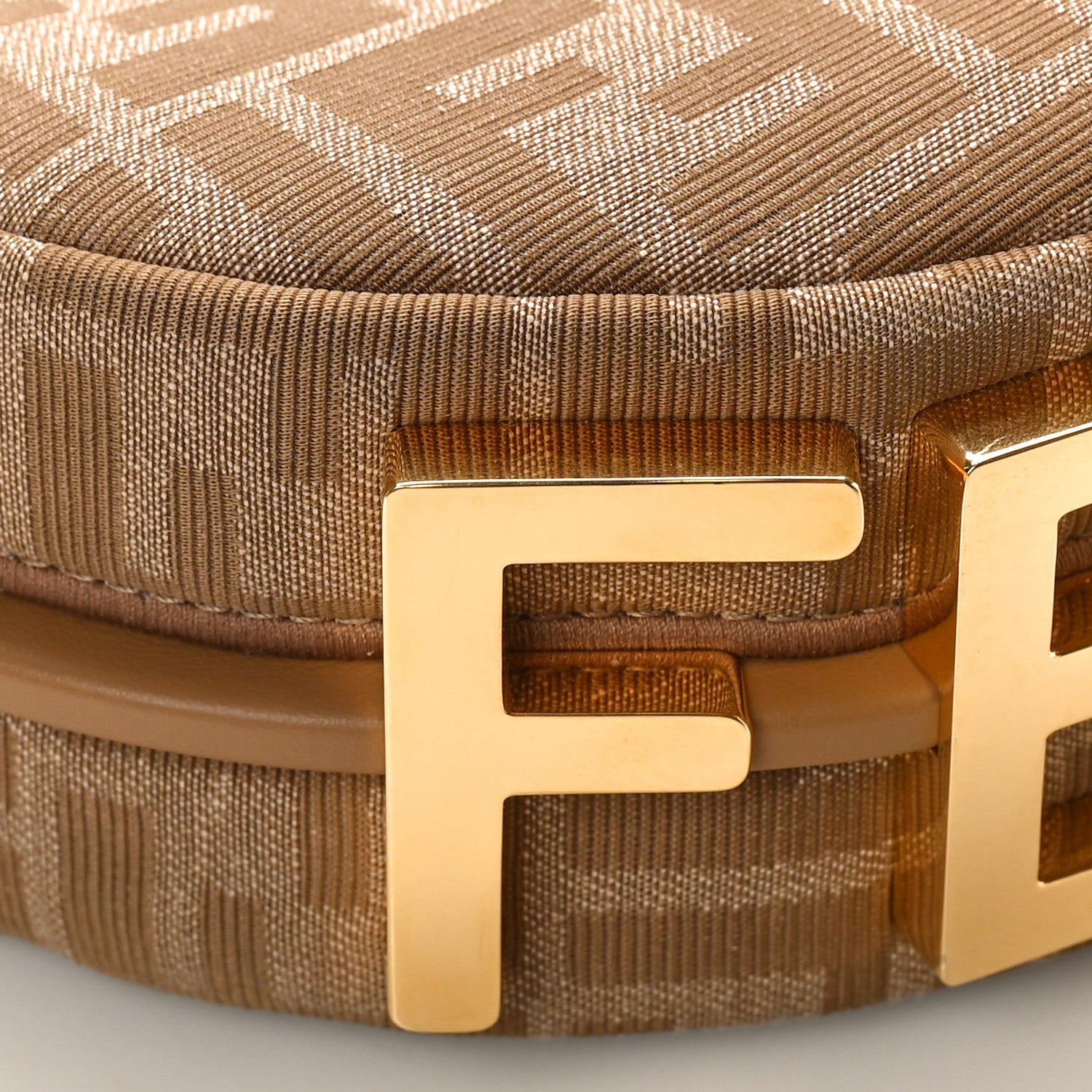 Fendi Fabric Jacquard Vitello Grace FF 1974 Mini Fendigraphy Hobo Bag Beige 9 of 10